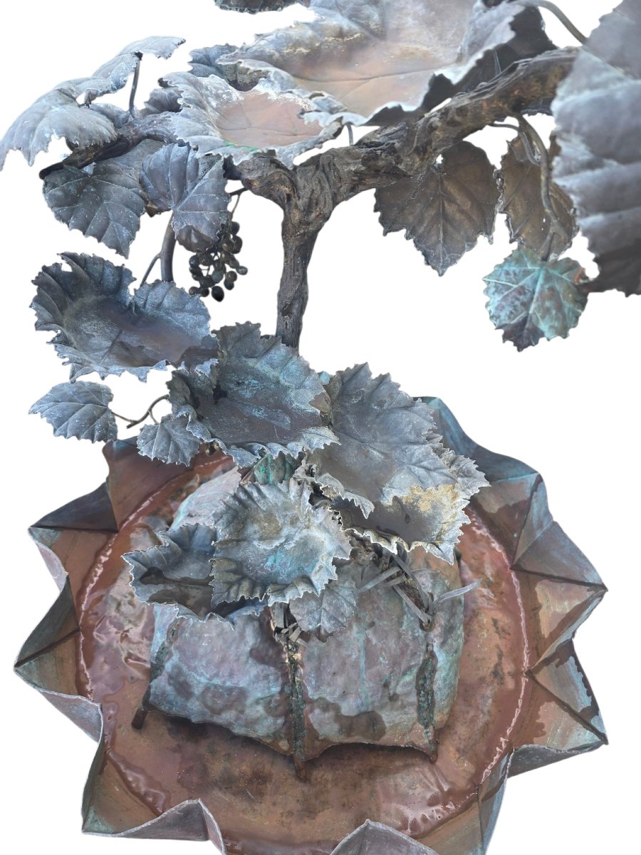  Indoor Fountain & Hammered Copper, "vines & Vine Leaves," Dinanderie, Early 20th Century. Stunning And Imposing-photo-7