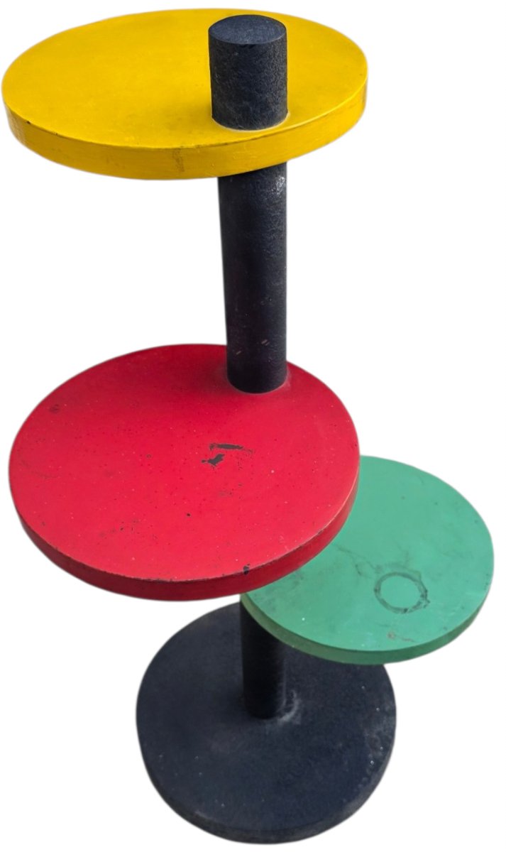 Porte-plante Serviteur muet tricolore en métal laqué Modernisme circa 1950_1960 