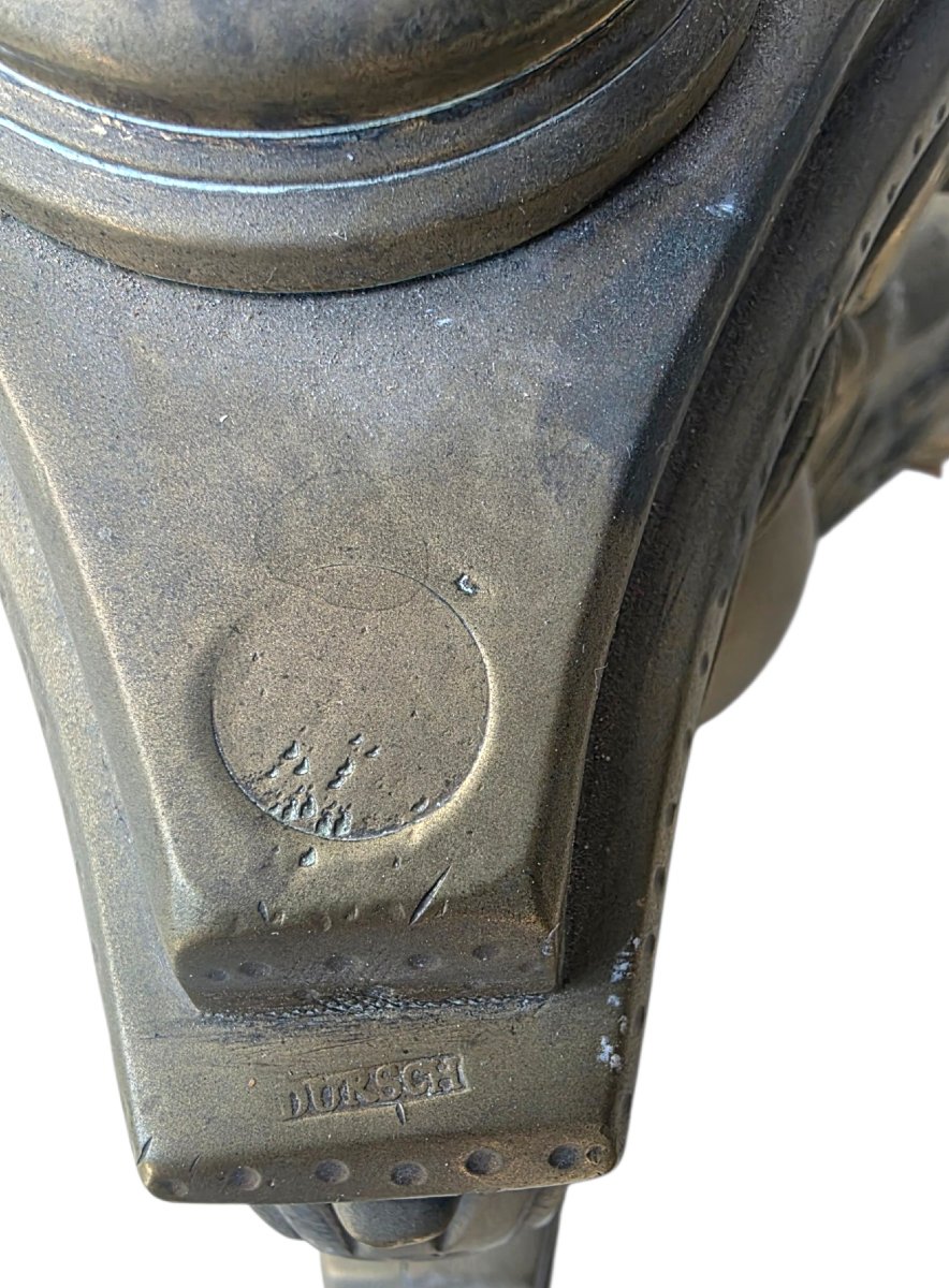  Pair Of Large Church Candlesticks In The 17th-century Church Style, Made Of Solid Bronze. Stamped “dursch” -photo-2