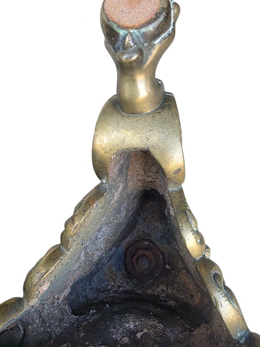 Pair Of Large Church Candlesticks In The 17th-century Church Style, Made Of Solid Bronze. Stamped “dursch” -photo-3