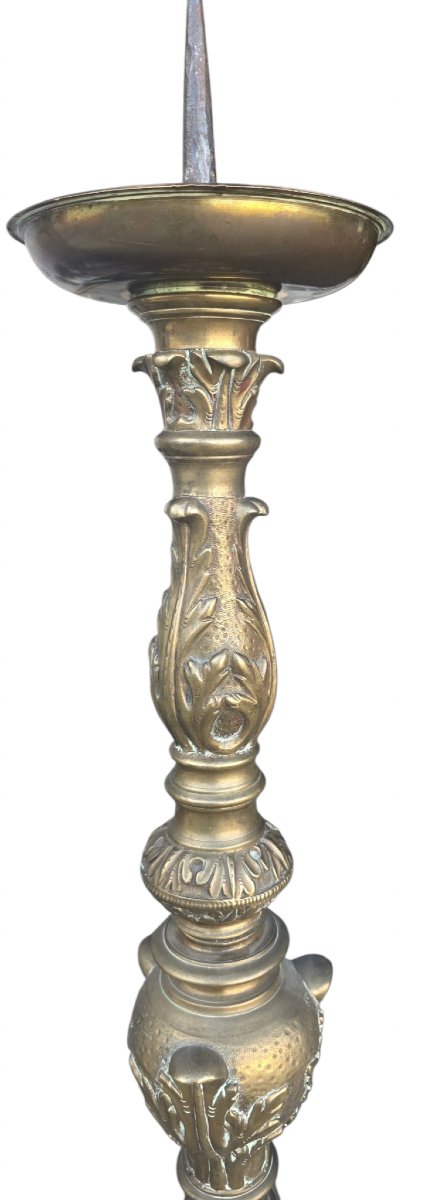  Pair Of Large Church Candlesticks In The 17th-century Church Style, Made Of Solid Bronze. Stamped “dursch” -photo-2