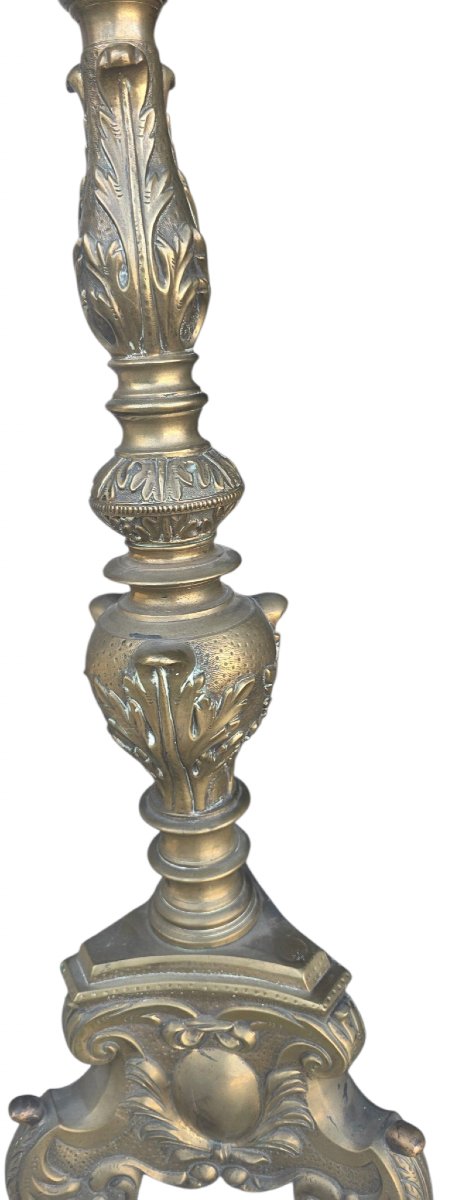  Pair Of Large Church Candlesticks In The 17th-century Church Style, Made Of Solid Bronze. Stamped “dursch” -photo-3