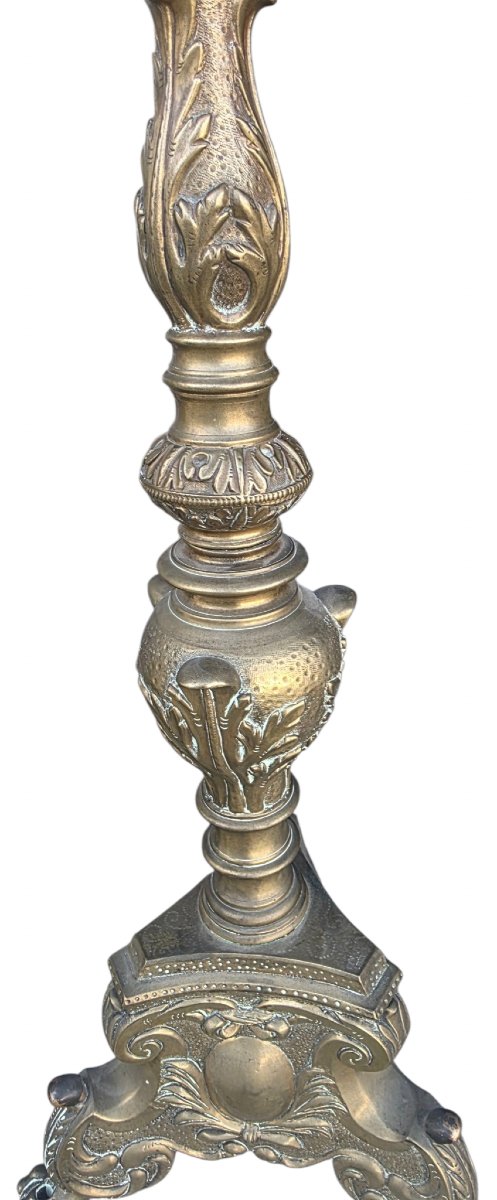  Pair Of Large Church Candlesticks In The 17th-century Church Style, Made Of Solid Bronze. Stamped “dursch” -photo-6