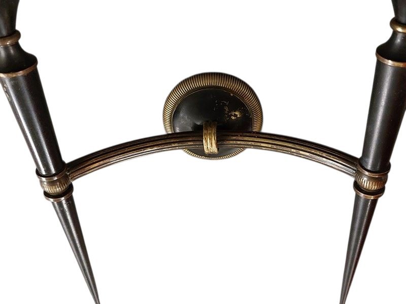  Pair Of Neoclassical-style Wall Sconces  Maison Jansen, Patinated Bronze  A Stunning Pair -photo-3