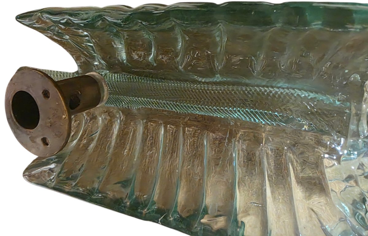  Applique murale Feuille André Arbus pour Véronèse Verre de Murano vert eau Magnifique -photo-2