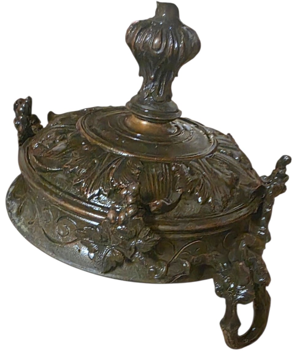  Paire de cassolettes anciennes en bronze et marbre Napoléon III charmante paire de cassolettes-photo-6