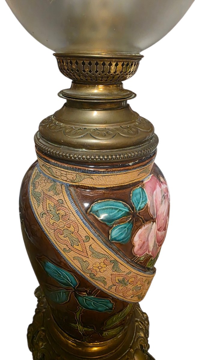 A Superb Pair Of Late 19th-century Art Nouveau Lamps In Very Good Condition; Height: 64 Cm -photo-3