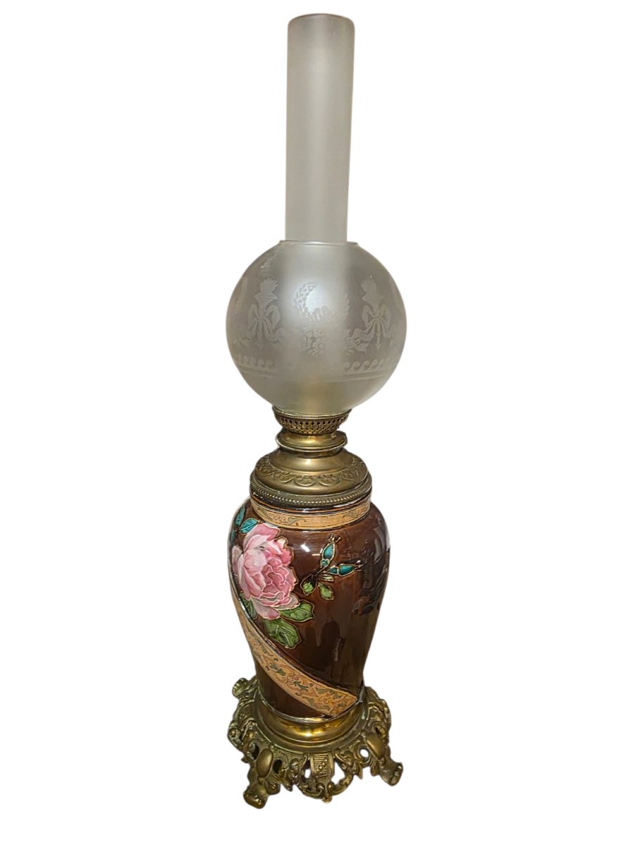 A Superb Pair Of Late 19th-century Art Nouveau Lamps In Very Good Condition; Height: 64 Cm -photo-1