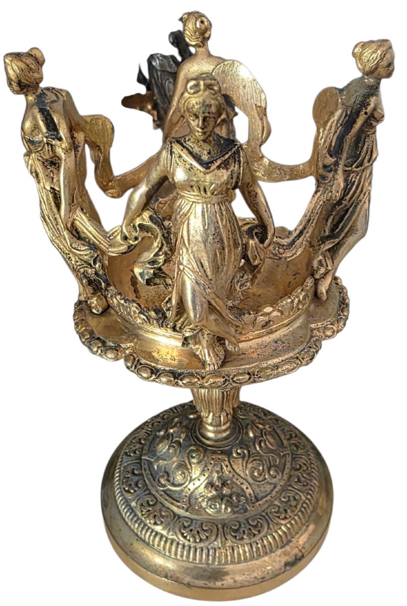  Monture de brûle-parfum en bronze doré d'époque Empire Estampillée Susse Frères Exceptionnelle-photo-3