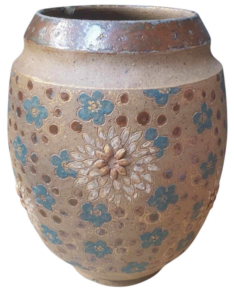   Antique "japoniste" Stoneware Vase By Ernest Chaplet For Haviland & Co., Auteuil Workshop, 1882–1886 
