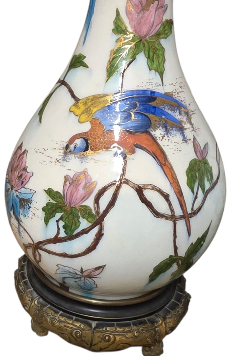   Théodore DECK Exceptionnelle paire de lampes à pétrole japonisantes XIXᵉ -photo-1