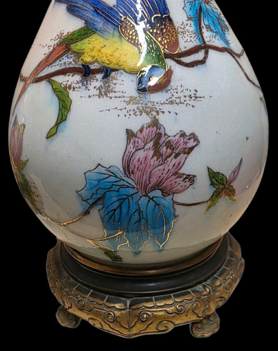   Théodore DECK paire de lampes à pétrole japonisantes XIXᵉ -photo-2