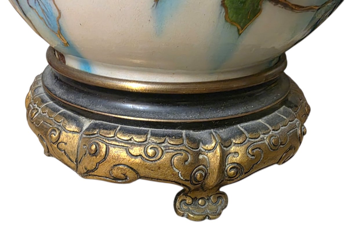   Théodore DECK paire de lampes à pétrole japonisantes XIXᵉ -photo-6