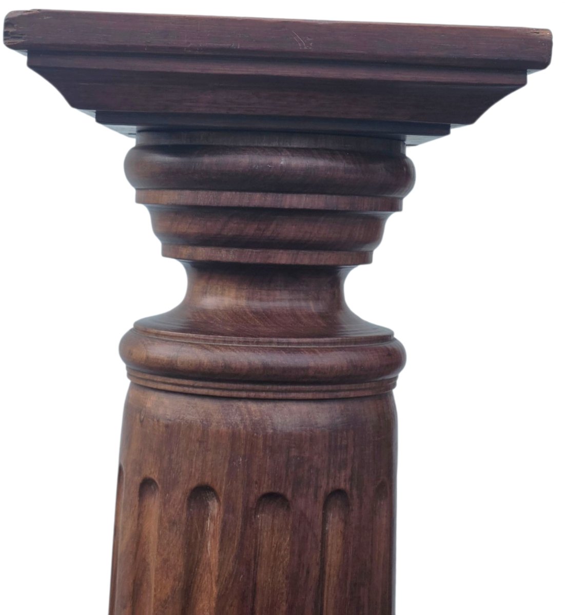  Grande colonne sellette piédestal en bois massif H 162 cm Fin XIXᵉ  Superbe colonne -photo-3