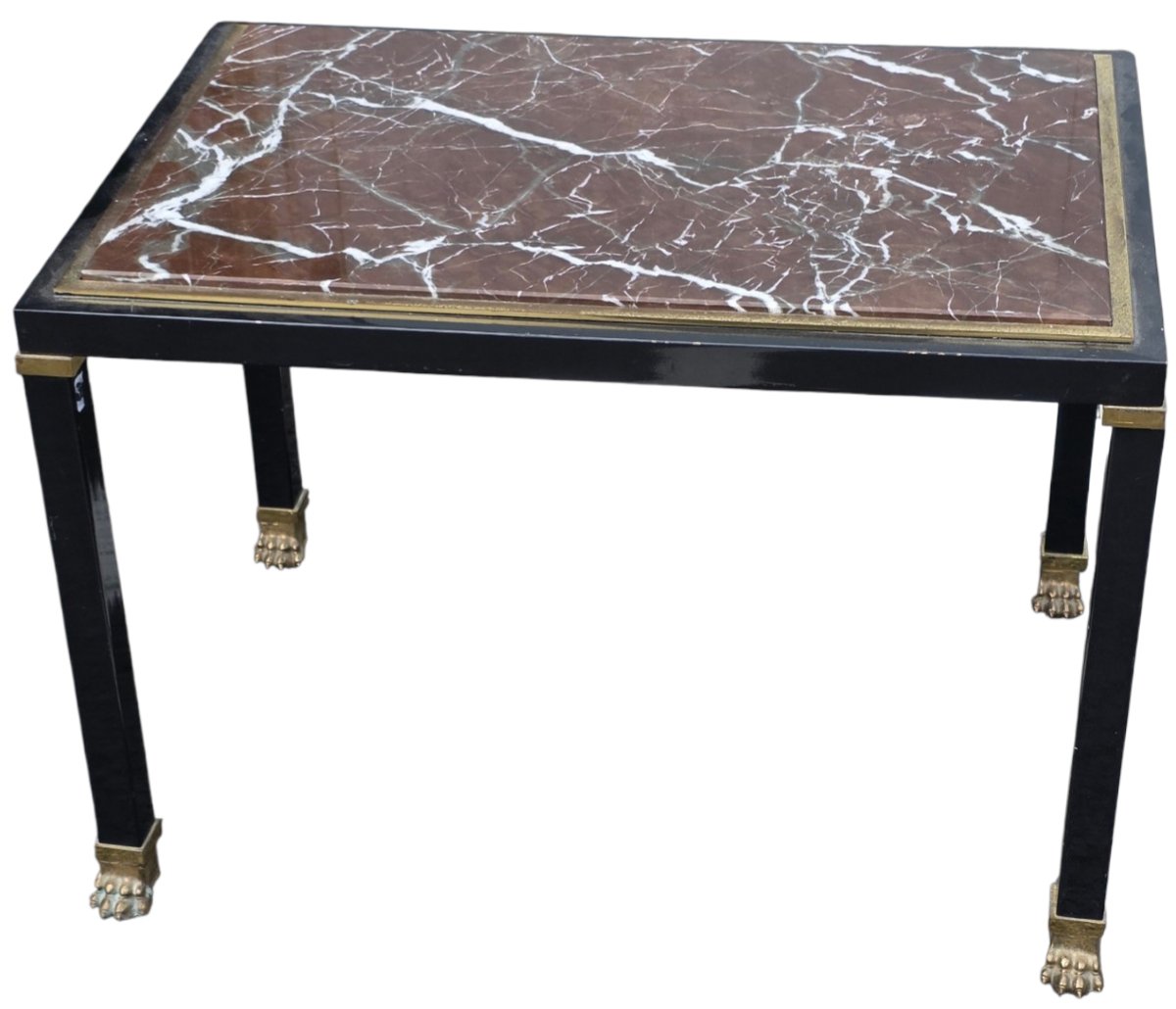 Table basse néoclassique en marbre rouge & laiton maison Jansen circa 1970 Superbe table 