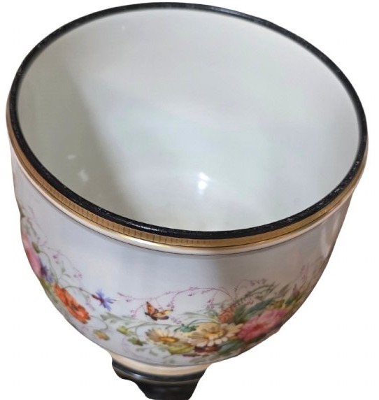  Élégant cache-pot sur son pied amovible d'origine en porcelaine de Paris d'époque Napoléon III-photo-2