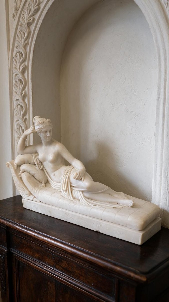  Sculpture marbre de Carrare Pauline Borghese en Vénus Victrix d'après Canova L 57cm poids 25 K-photo-2