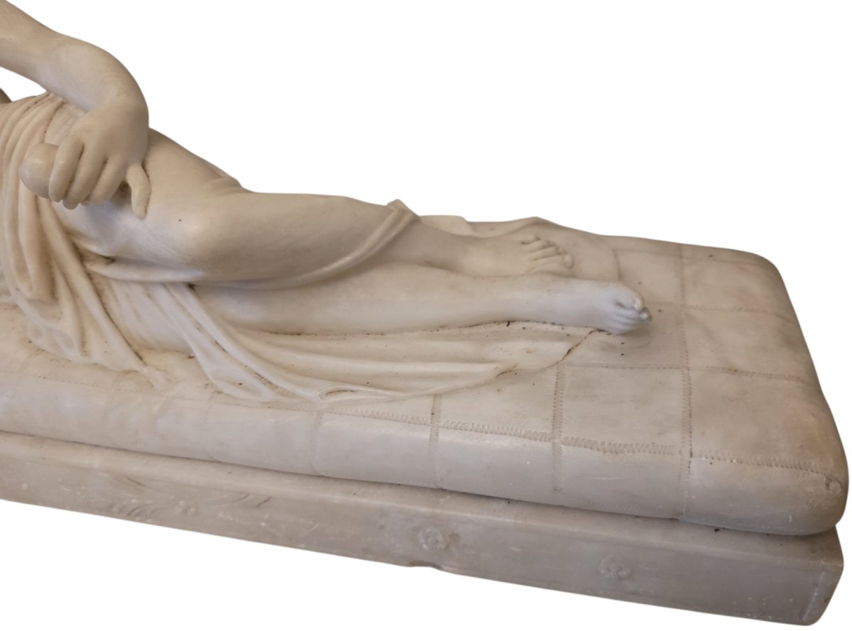  Sculpture marbre de Carrare Pauline Borghese en Vénus Victrix d'après Canova L 57cm poids 25 K-photo-4