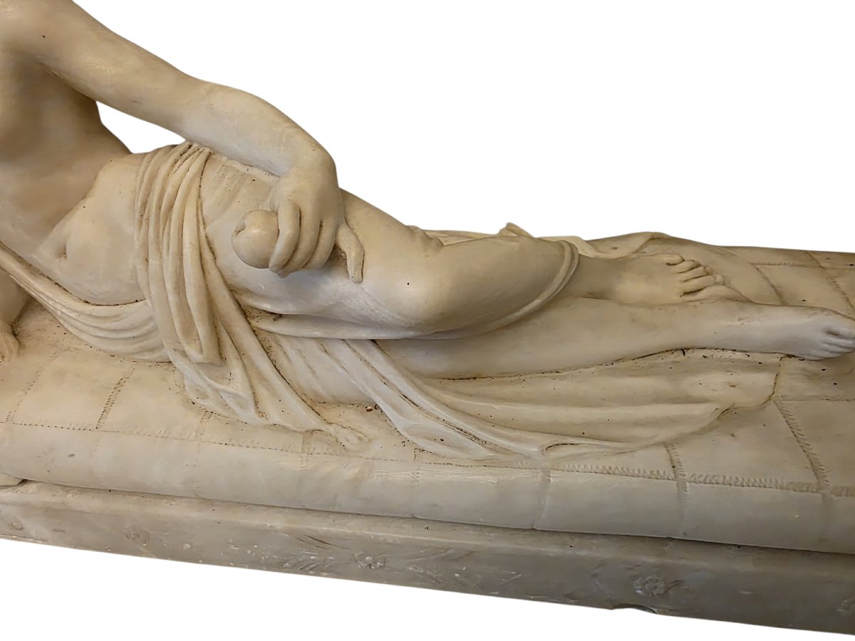  Sculpture marbre de Carrare Pauline Borghese en Vénus Victrix d'après Canova L 57cm poids 25 K-photo-6