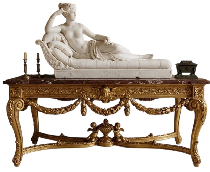  Sculpture marbre de Carrare Pauline Borghese en Vénus Victrix Canova L 57cm poids 25 K