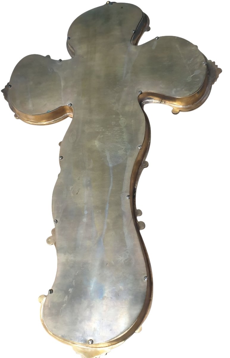 An Exceptional Napoleon III-era Crucifix Made Of Gilded Bronze, Cloisonné Enamel, And Precious Materials -photo-4