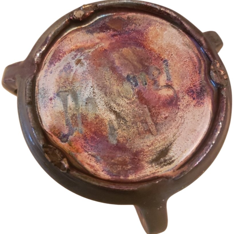  Art Nouveau Vase In Iridescent Stoneware With Irises  Signed Clément Massier, Golfe-juan  Stunning Vase-photo-2