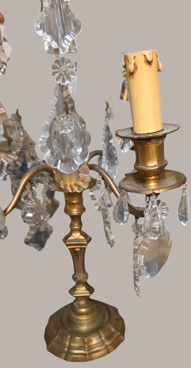  Pair Of Louis XV-style Sconces In Gilded Bronze And Crystal, Height 63 Cm. A Very Beautiful Pair-photo-4