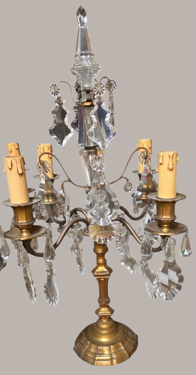  Pair Of Louis XV-style Sconces In Gilded Bronze And Crystal, Height 63 Cm. A Very Beautiful Pair-photo-1