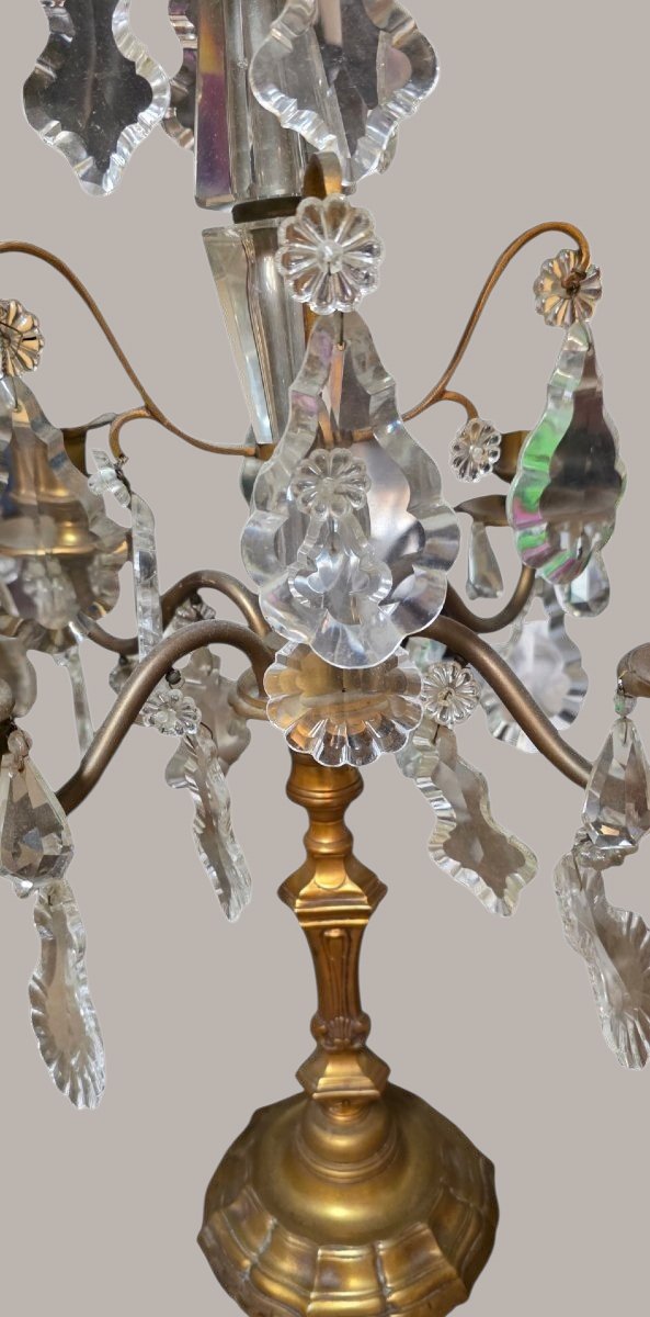  Pair Of Louis XV-style Sconces In Gilded Bronze And Crystal, Height 63 Cm. A Very Beautiful Pair-photo-3