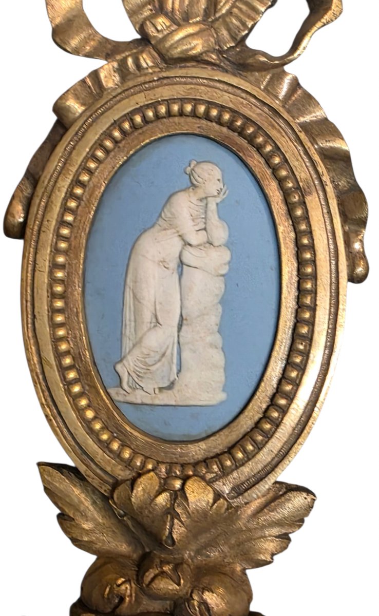  ernest Louis Mottheau Paris aire d'appliques Louis XVI en bronze doré et médaillons biscuit -photo-4