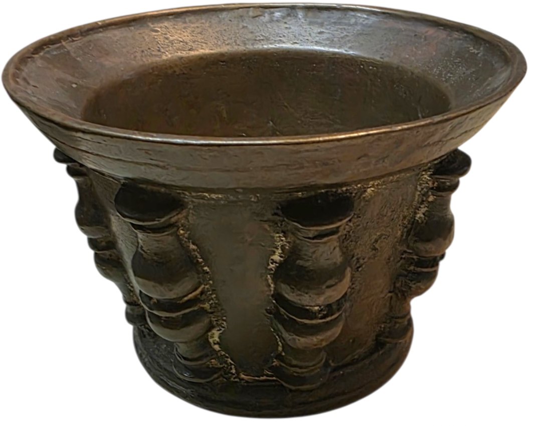   Rare Bronze Mortar With Balusters, 16th–17th Century, 4.5 Kg, Superb Apothecary's Mortar -photo-2