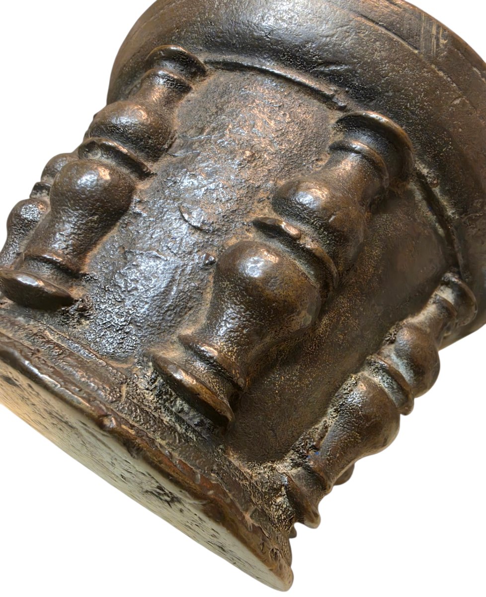   Rare Bronze Mortar With Balusters, 16th–17th Century, 4.5 Kg, Superb Apothecary's Mortar -photo-1