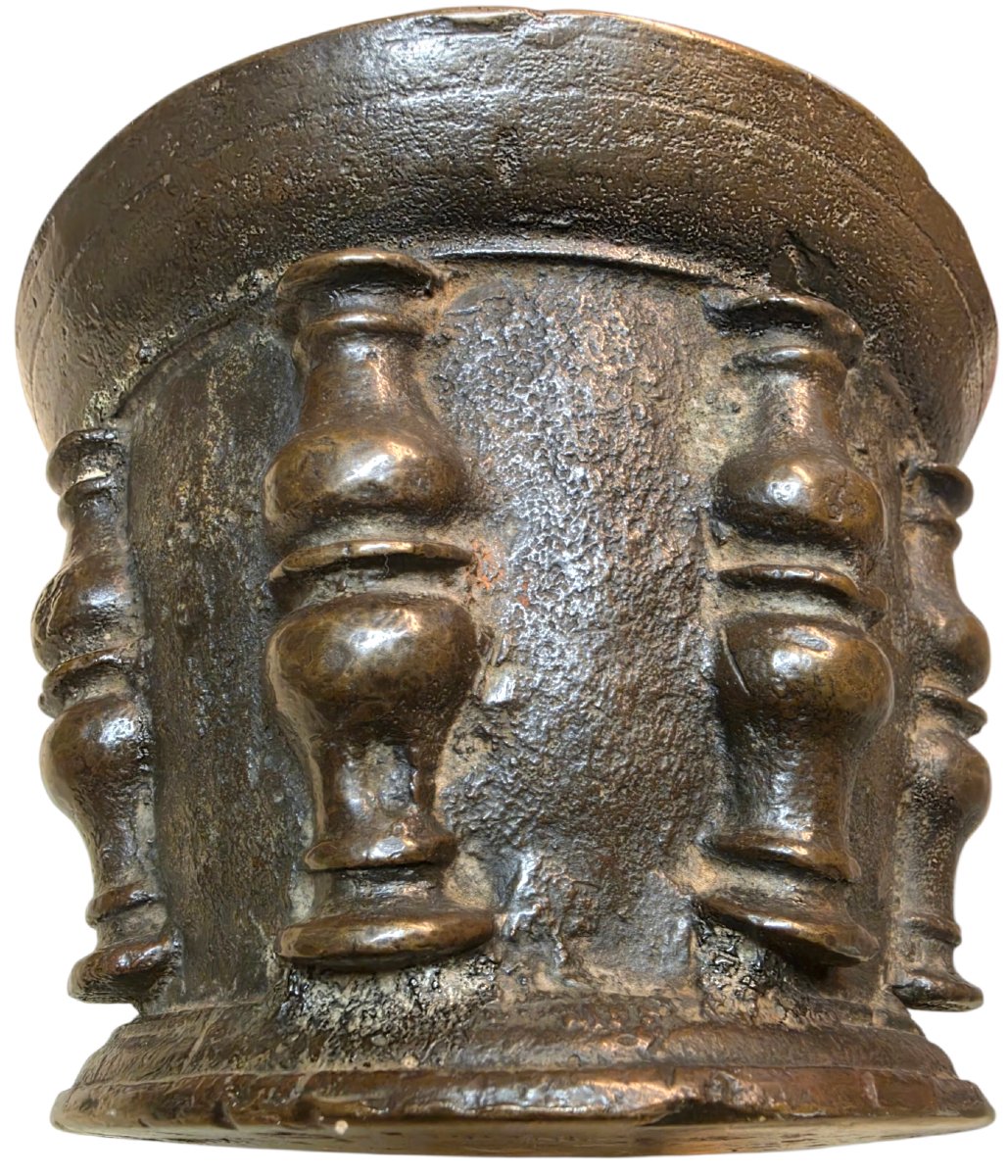   Rare Bronze Mortar With Balusters, 16th–17th Century, 4.5 Kg, Superb Apothecary's Mortar 