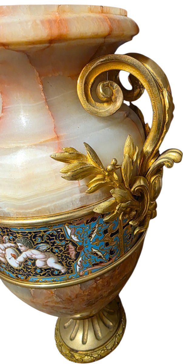  Important Baluster Vase In Gilded Bronze And Cloisonné Enamel By Eugène Cornu, 19th Century-photo-2