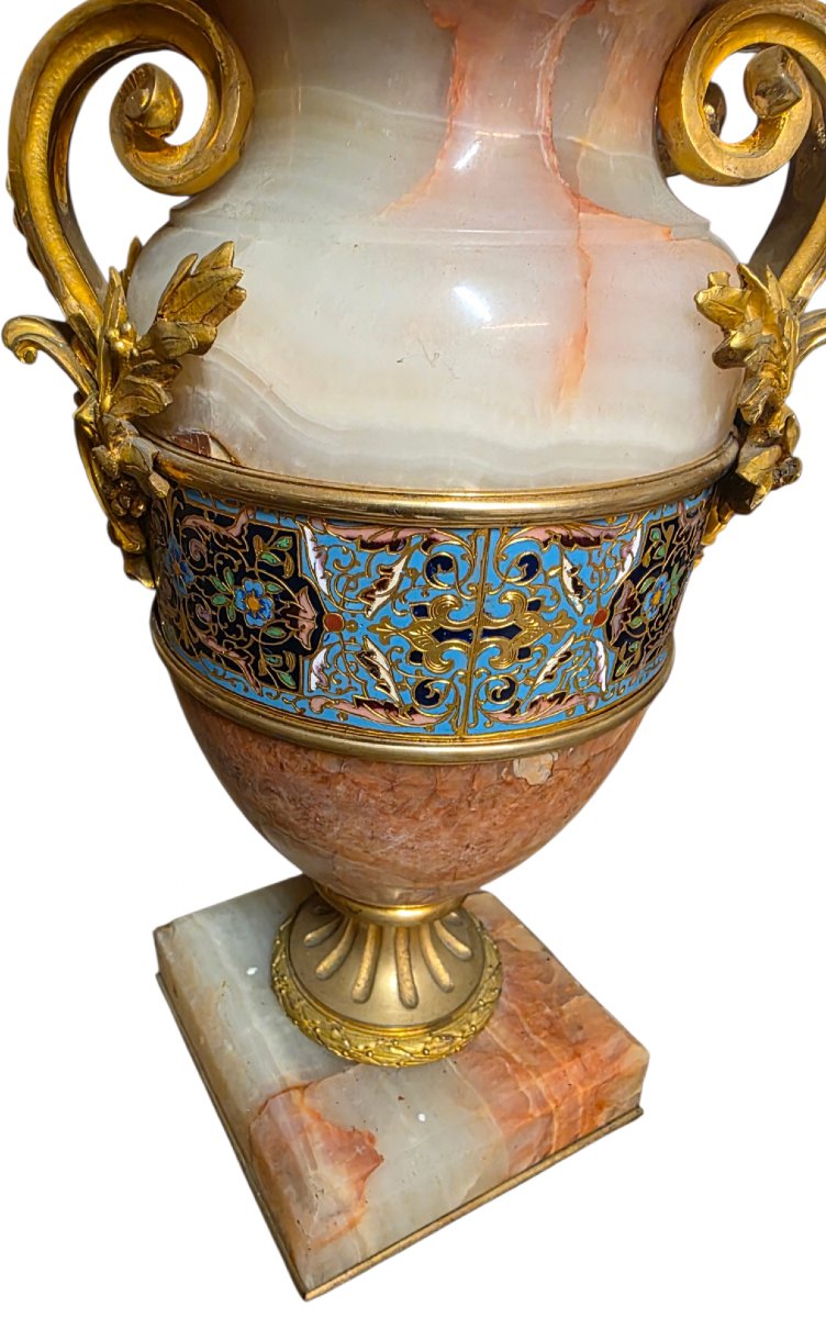  Important Baluster Vase In Gilded Bronze And Cloisonné Enamel By Eugène Cornu, 19th Century-photo-3