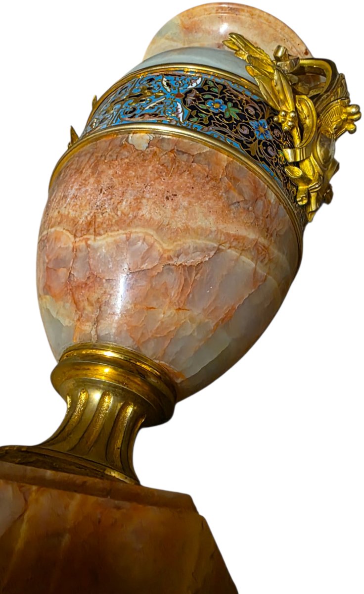  Important Baluster Vase In Gilded Bronze And Cloisonné Enamel By Eugène Cornu, 19th Century-photo-5