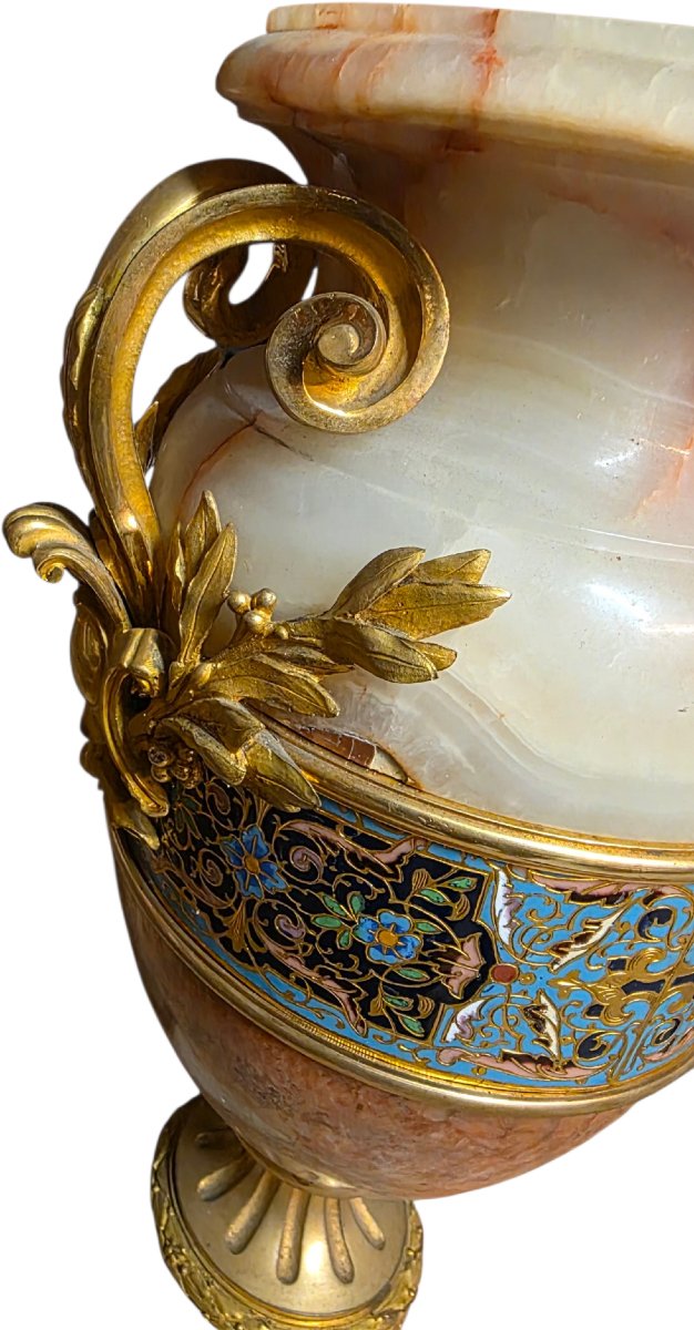  Important Baluster Vase In Gilded Bronze And Cloisonné Enamel By Eugène Cornu, 19th Century-photo-7