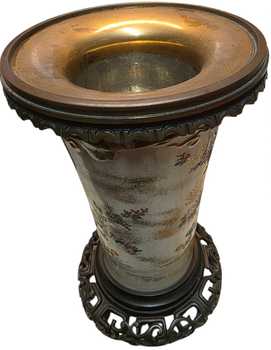 Grande lampe à pétrole d'époque Napoléon III — Porcelaine Monture Bronze  Superbe et grande-photo-2