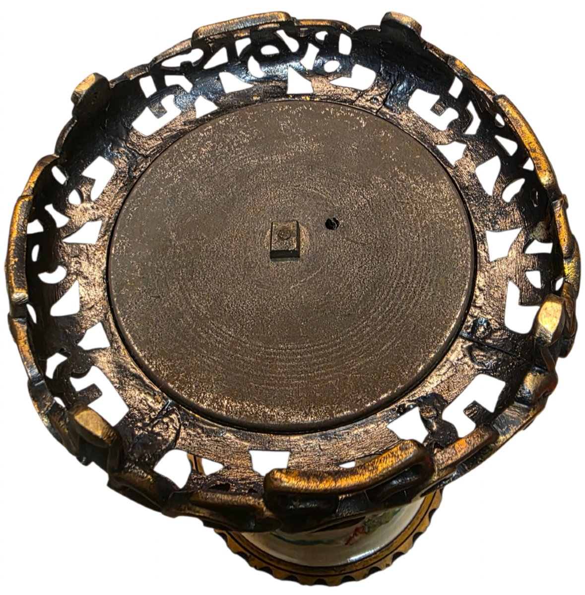 Grande lampe à pétrole d'époque Napoléon III — Porcelaine Monture Bronze  Superbe et grande-photo-1