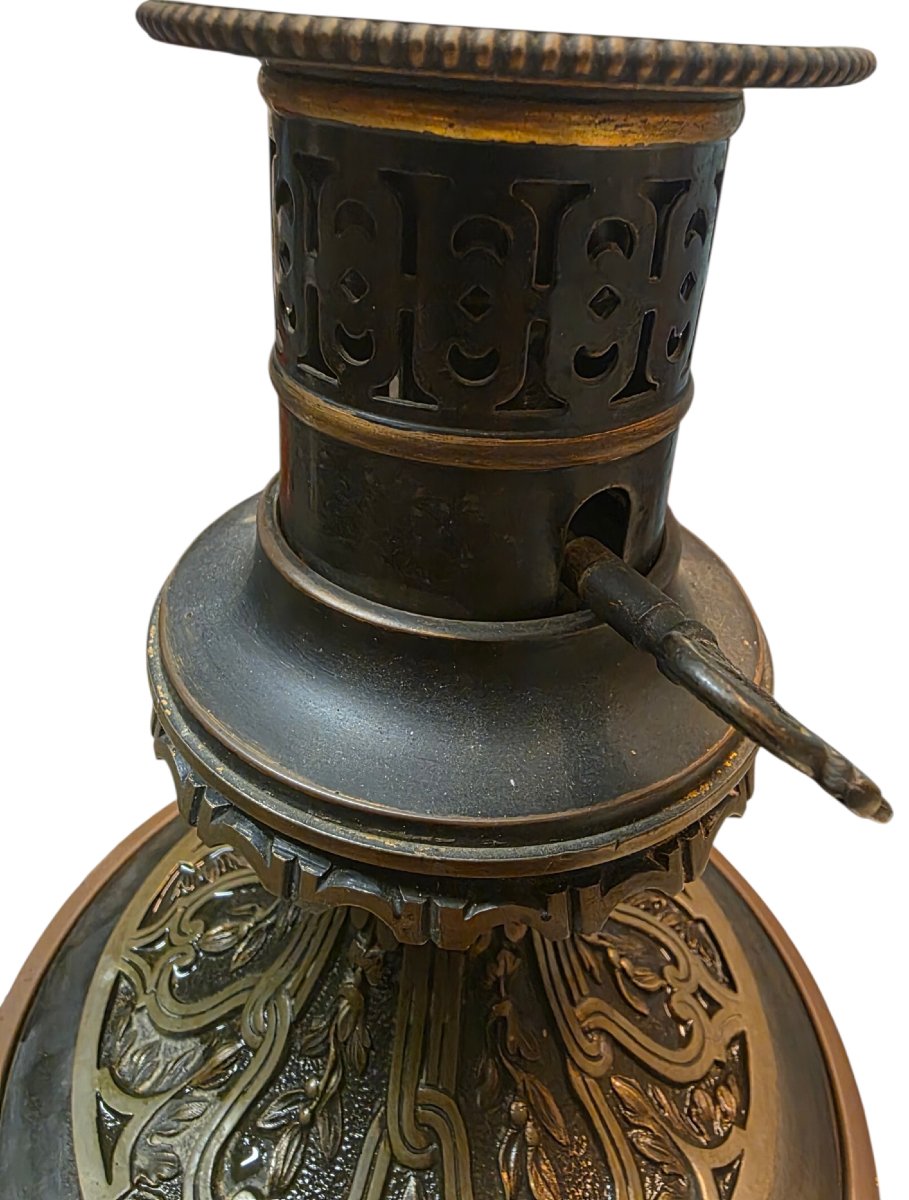 Grande lampe à pétrole d'époque Napoléon III — Porcelaine Monture Bronze  Superbe et grande-photo-2