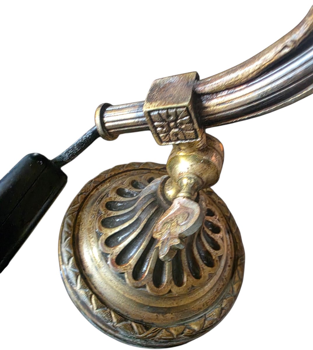  Solid Bronze Desk Or Piano Lamp, Early 20th-century Art Nouveau Style. A Stunning Lamp-photo-4