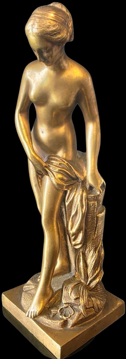  Statue en Bronze Doré La Baigneuse au Drapé falconet Clodion Bronze Doré Baigneuse -photo-1