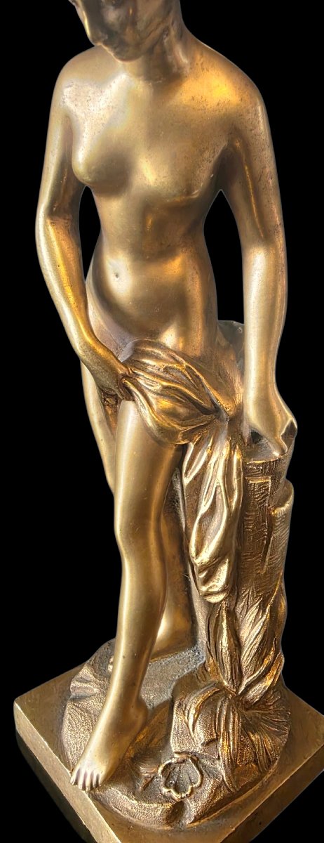  Statue en Bronze Doré La Baigneuse au Drapé falconet Clodion Bronze Doré Baigneuse -photo-5