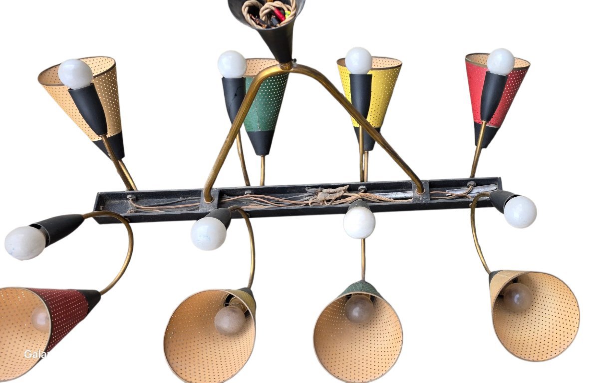  Large Italian 16-light Chandelier, Stilnovo Design By Arredoluce, Mid-century, 1950s -photo-2