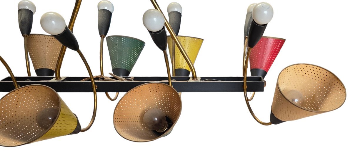  Large Italian 16-light Chandelier, Stilnovo Design By Arredoluce, Mid-century, 1950s -photo-3