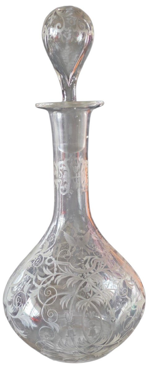  Important triptyque carafes en cristal finement gravé  Maison J. & L. Lobmeyr Vienne -photo-2