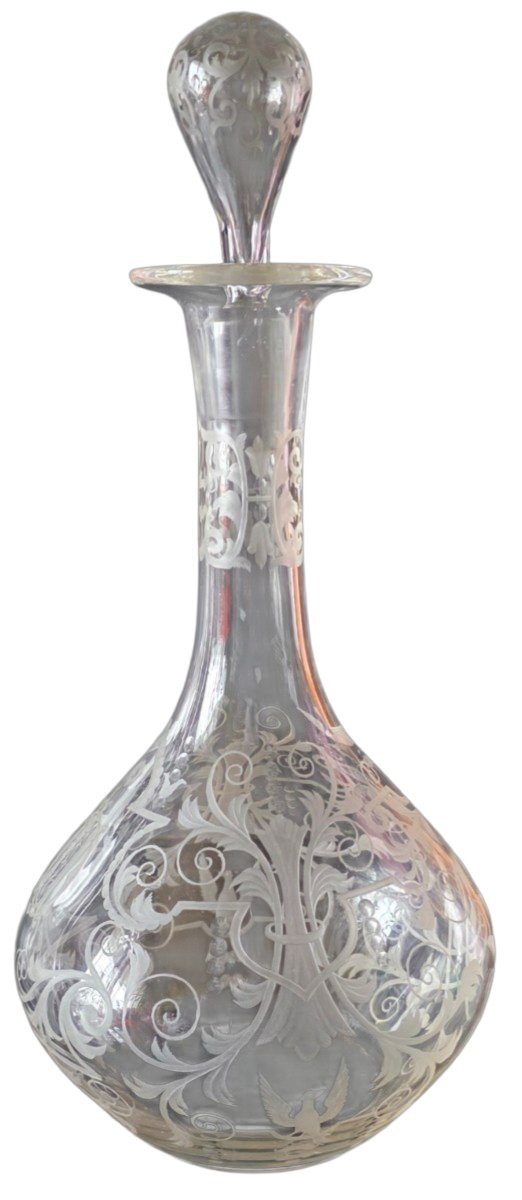  Important triptyque carafes en cristal finement gravé  Maison J. & L. Lobmeyr Vienne -photo-1