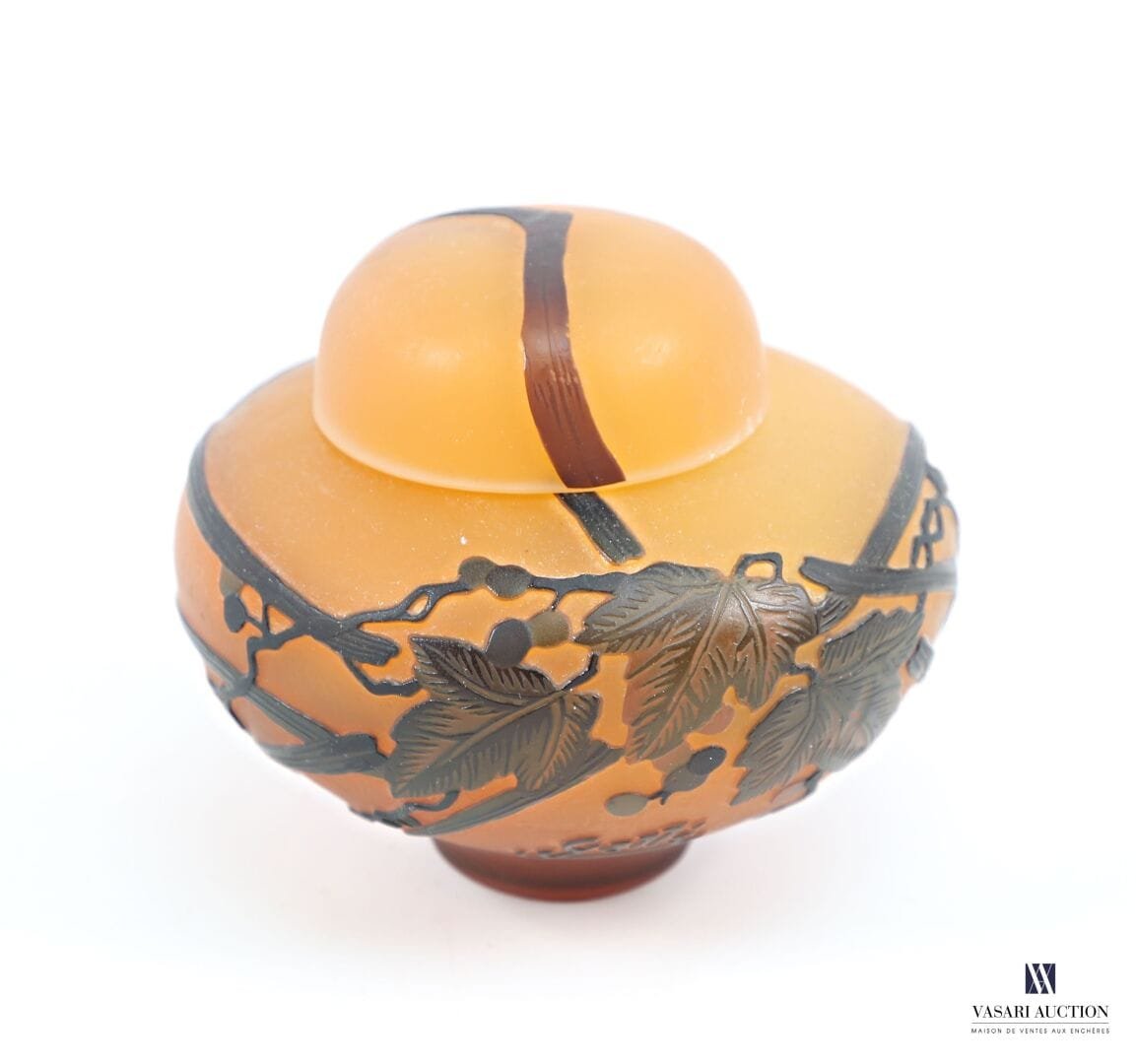  émile Gallé—an Extremely Rare Art Nouveau Multi-layered Glass-covered Candy Box-photo-2