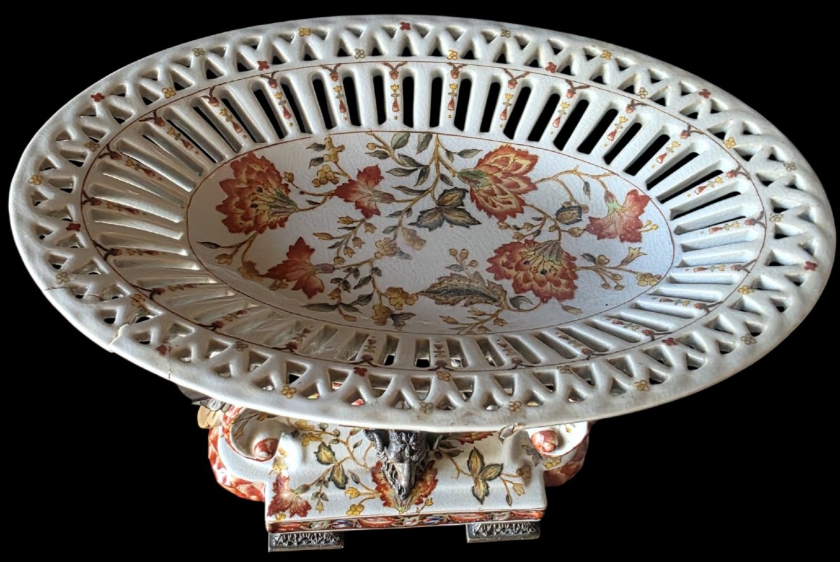  Important centre de table céramique bronze doré Style Néo-Classique Maison Wong -photo-2