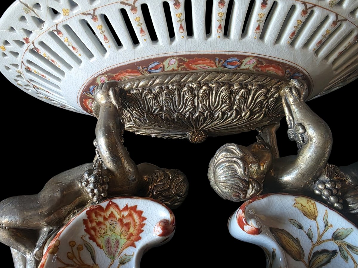  Important centre de table céramique bronze doré Style Néo-Classique Maison Wong -photo-5
